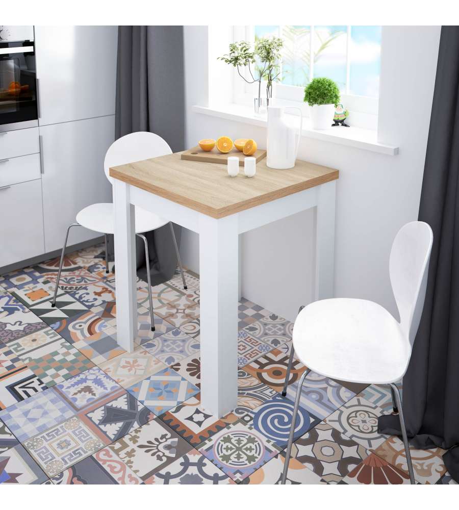Fores Tavolo Ausiliare Estensibile Rovere Canadian e Bianco 67/135 cm