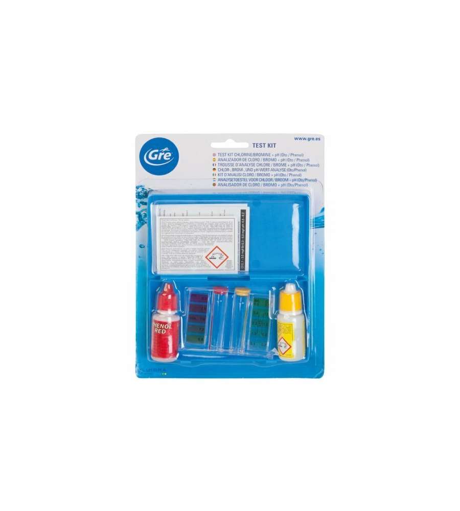 Gre Kit Test Acqua Piscina - Misura Cloro, Bromo e pH