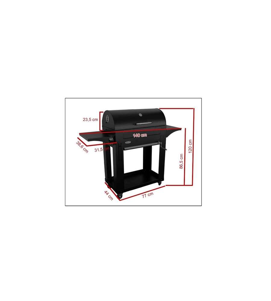 Barbecue a carbone con coperchio forno - 3 griglie cromate