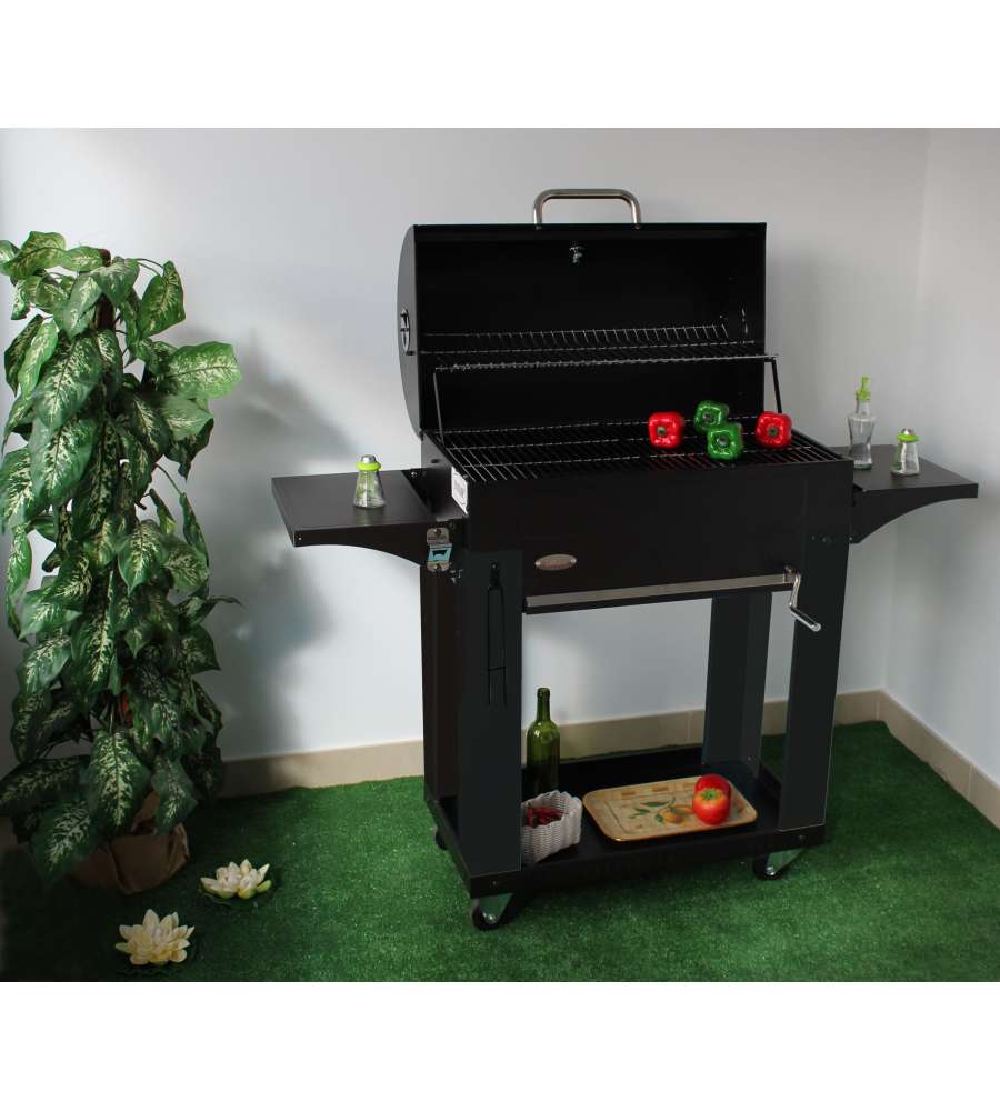 Barbecue a carbone con coperchio forno - 3 griglie cromate