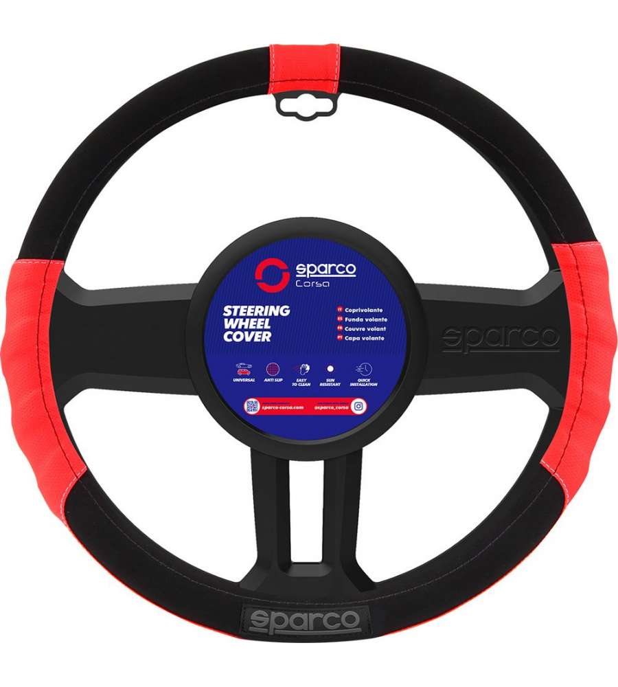 Coprivolante auto universale in poliestere nero e rosso antiscivolo SPARCO