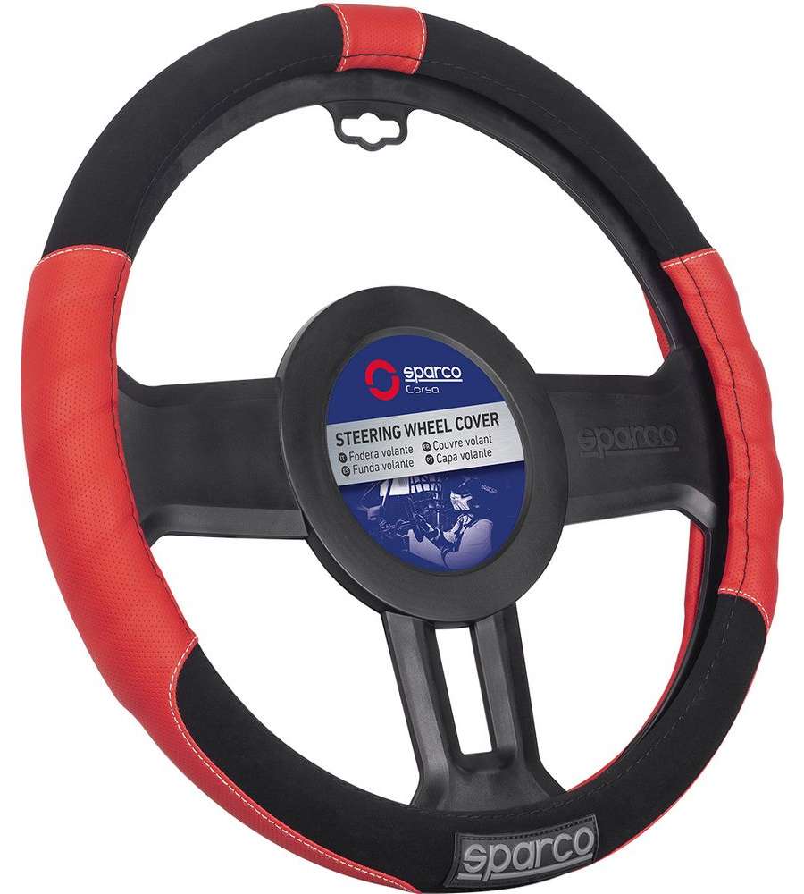 Coprivolante auto universale in poliestere nero e rosso antiscivolo SPARCO