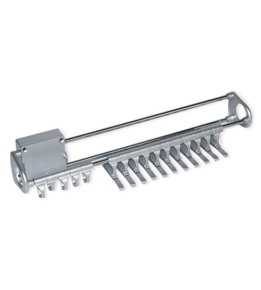 Emuca Porta Cravatte Estraibile - Grigio Metallizzato - 44,5 cm