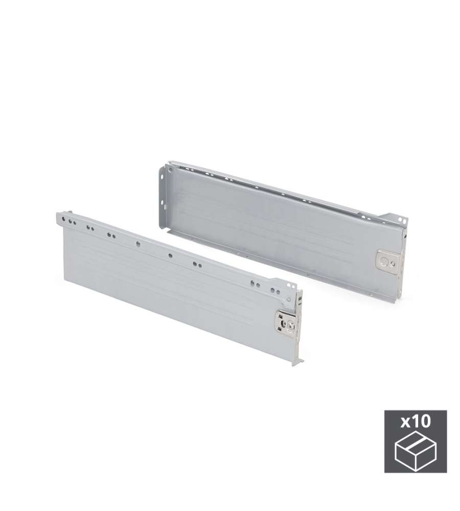Emuca Kit Cassetto Cucina Ultrabox 150mm Grigio Metallizzato - 10 U.
