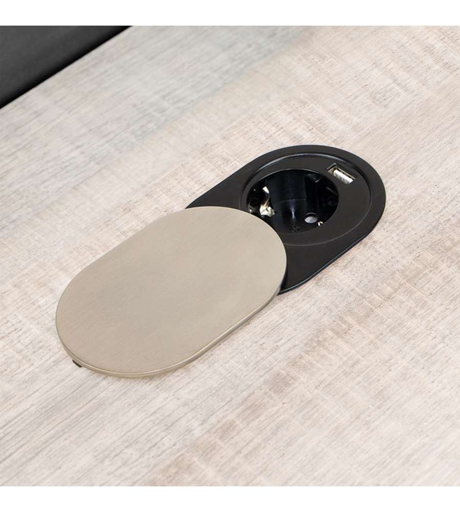 Emuca Torretta con 1 presa e con 1 usb, da incasso, con coperchio