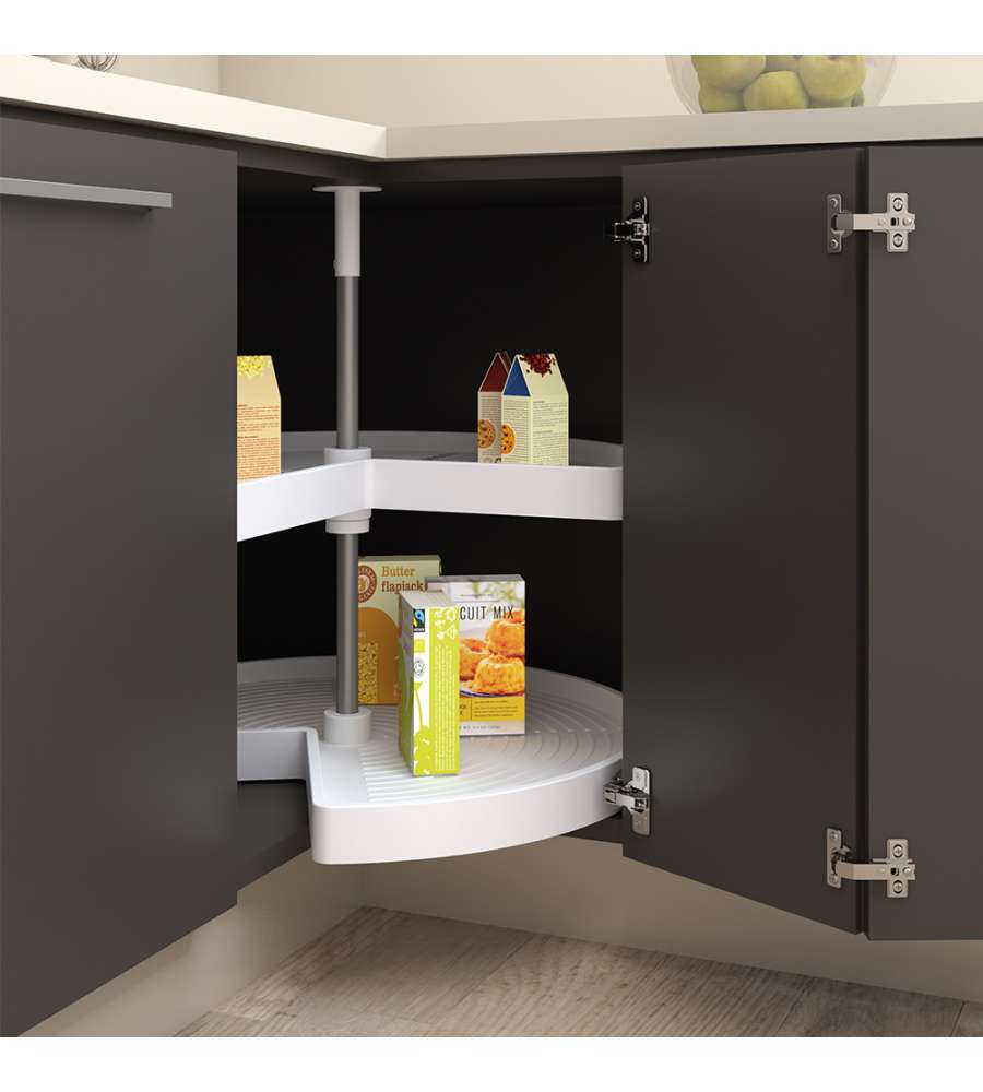 Emuca Kit Cestello girevole per mobile di cucina, 270, modulo 800 mm, Bianco