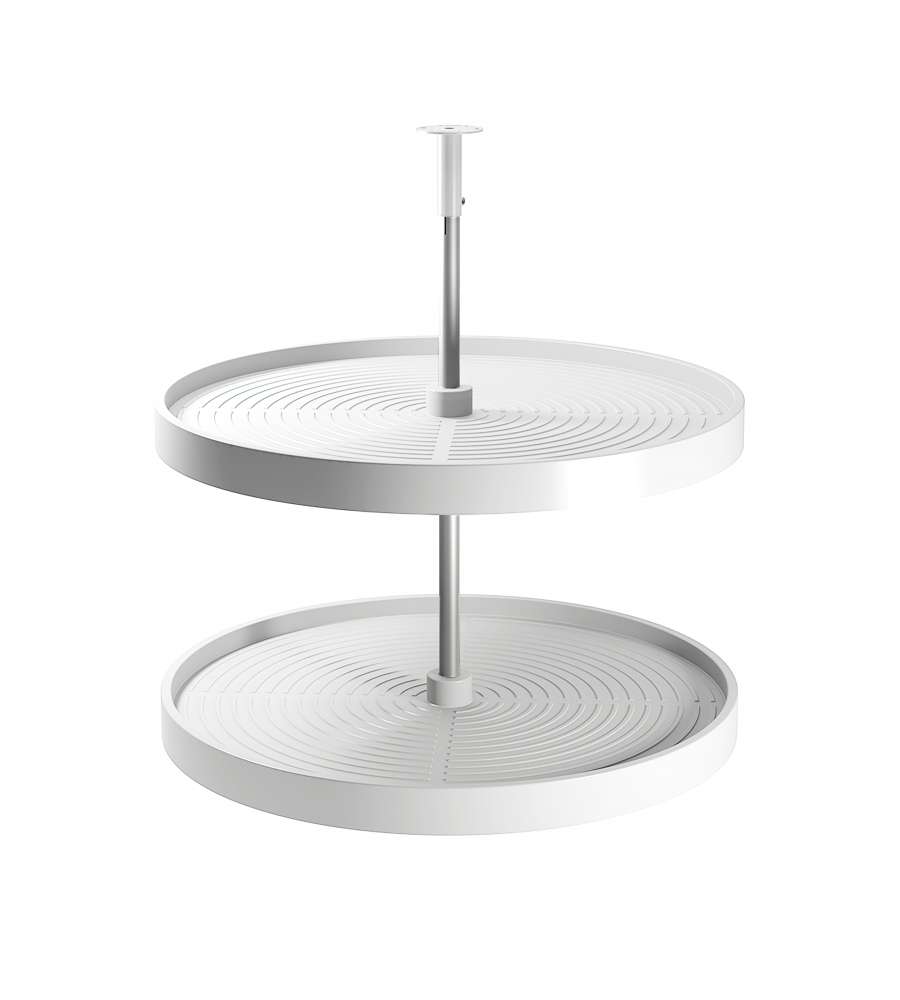 Emuca Coppia di cestelli circolari Shelvo per mobili da cucina, 800, Plastica bianca, Tecnoplastica e Alluminio