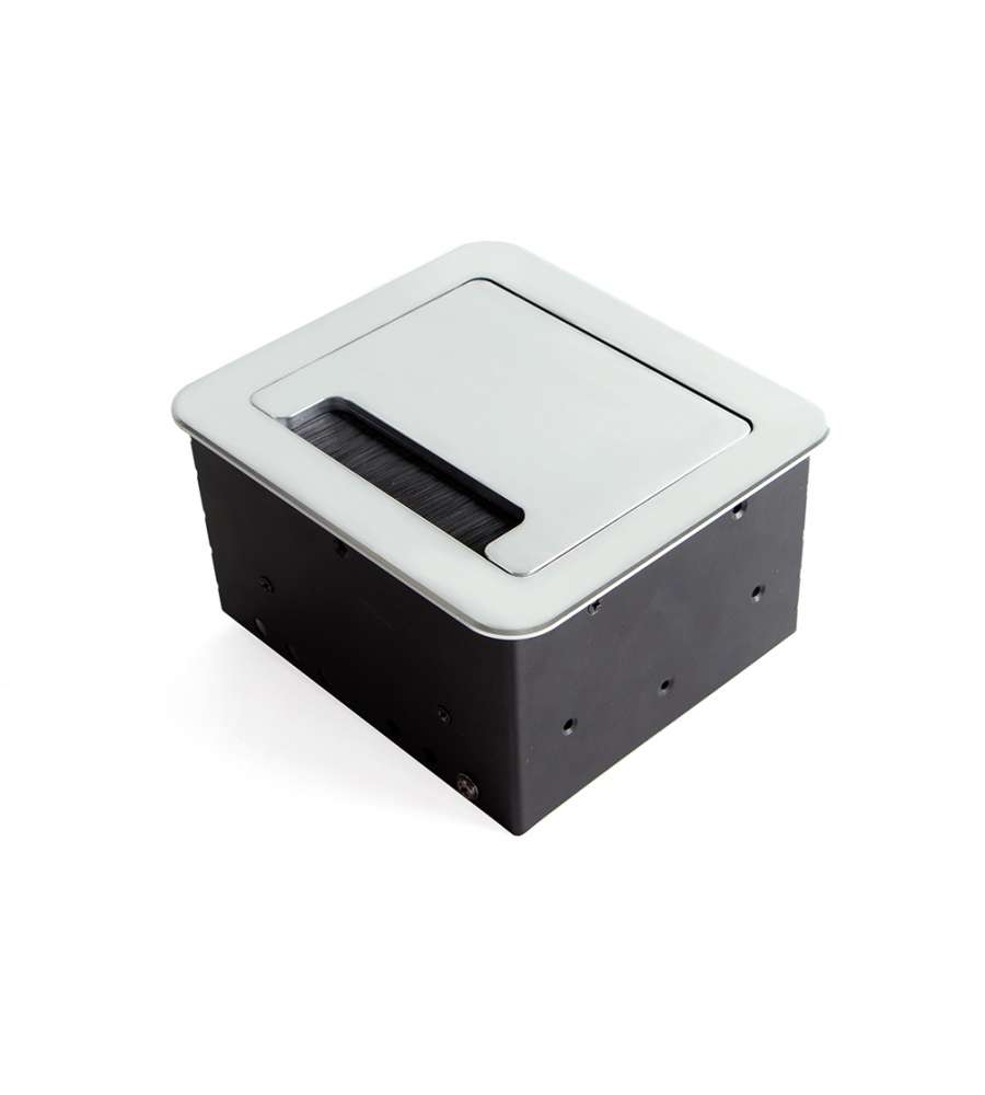Emuca Multipresa da scrivania, 2 USB +1 HDMI + 1 prese EU, 145x130 mm, color alluminio
