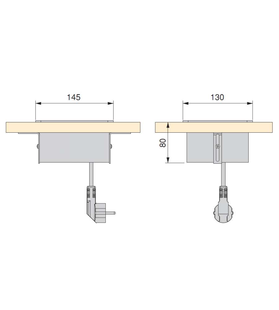 Emuca Multipresa da scrivania, 2 USB +1 HDMI + 1 prese EU, 145x130 mm, color alluminio