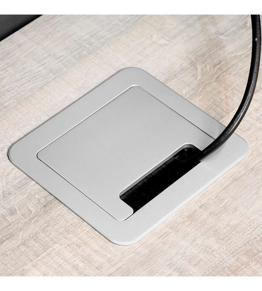 Emuca Multipresa da scrivania, 2 USB +1 HDMI + 1 prese EU, 145x130 mm, color alluminio