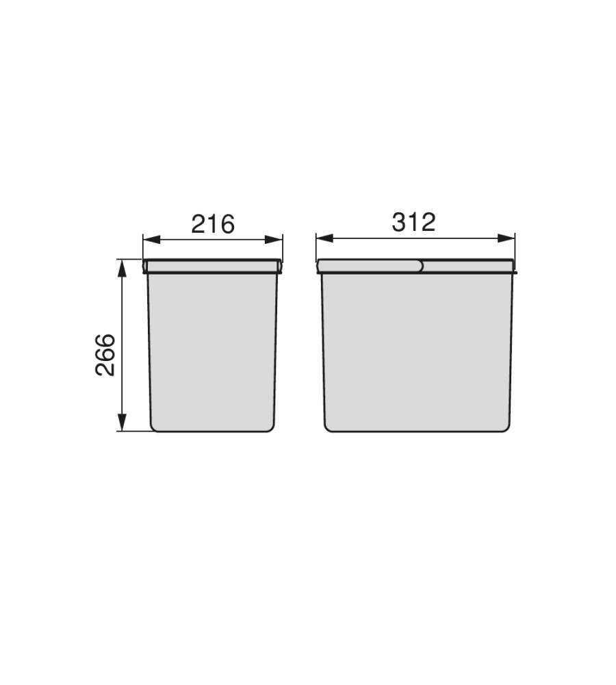 Emuca Contenitori per cassetti da cucina, altezza 266 mm, 1x15L, Grigio antracite