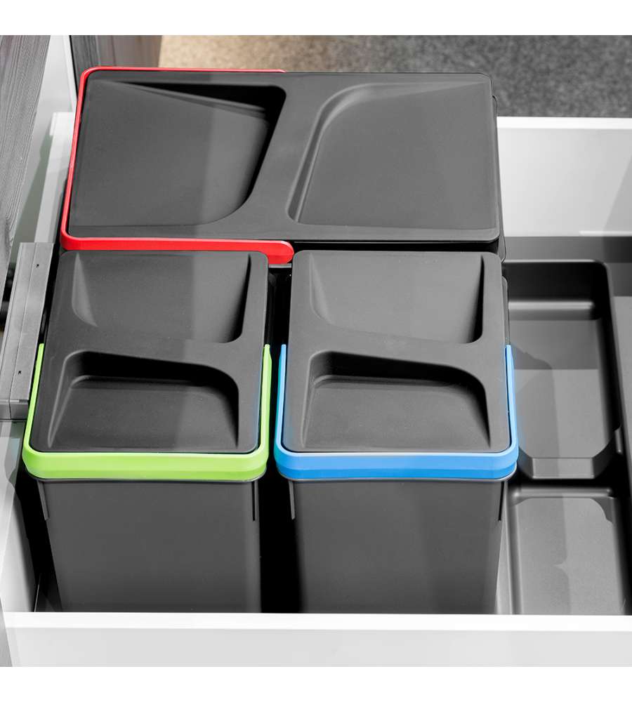 Emuca Contenitori per cassetti da cucina, altezza 266 mm, 1x15L, Grigio antracite