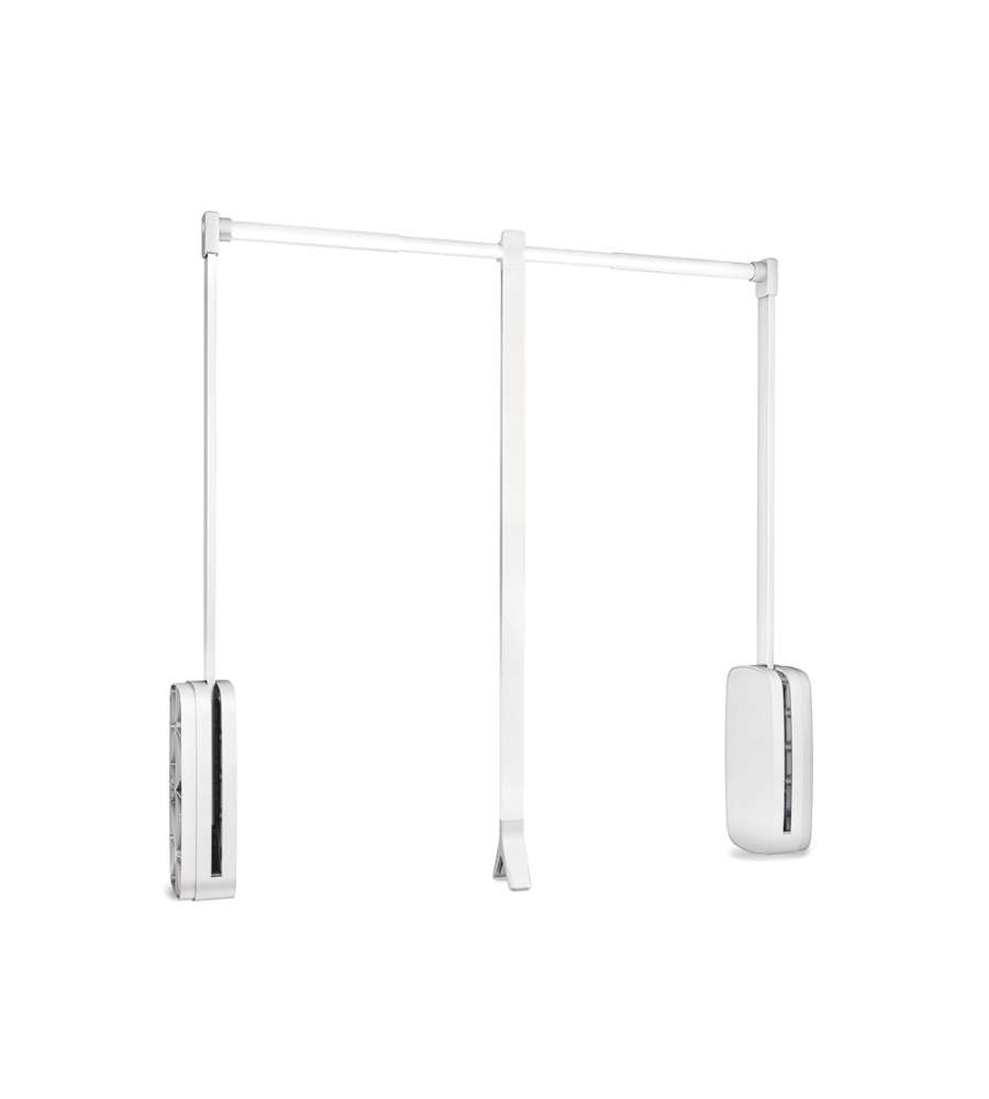 Emuca Appendiabiti per armadio, regolabile 600-830 mm, Bianco