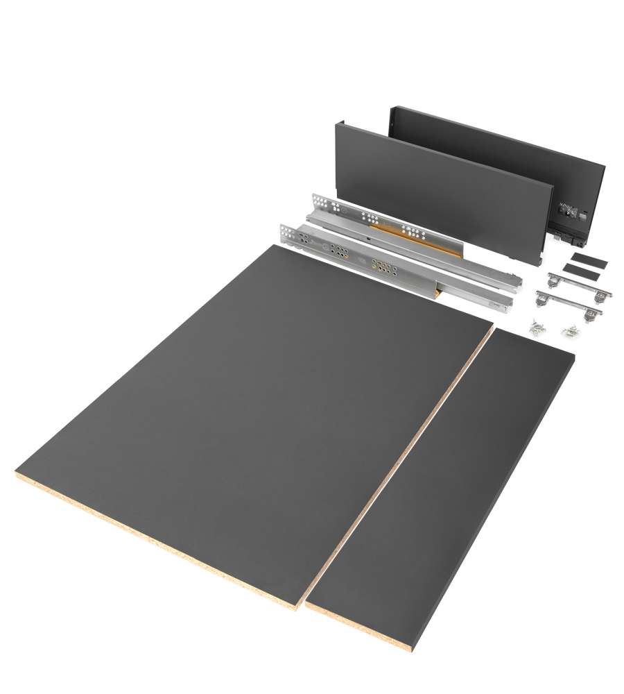 Emuca Kit cassetto per cucina o bagno con pannelli inclusi, 500 x 178 x 900 mm