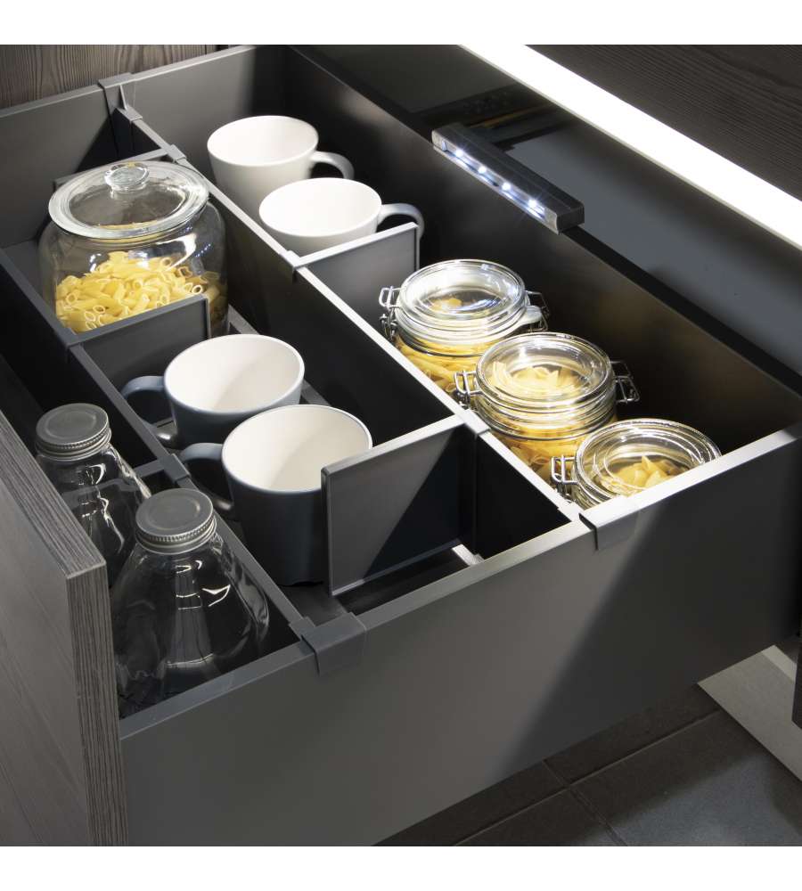 Emuca - Organizzatori Cassetti Vertex-Concept Grigio Antracite 16x51 cm