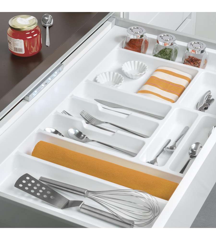 Portaposate Optima per cassetto da cucina Vertex/Concept 500, modulo 1.000 mm, Spalle 16mm, Plastica, bianco