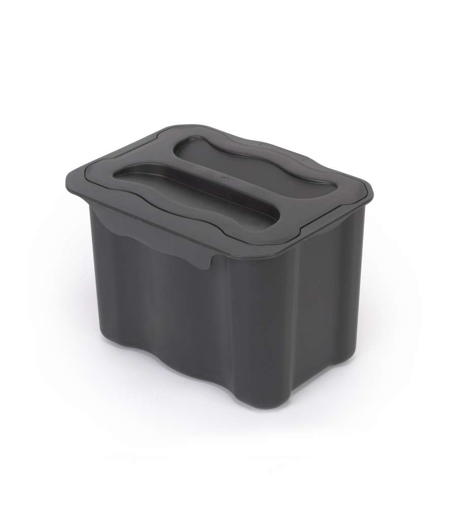 Emuca Pattumiera per differenziata ausiliario Recycle 5 L per cucina, Plastica grigio antracite, Tecnoplastica, 1 un
