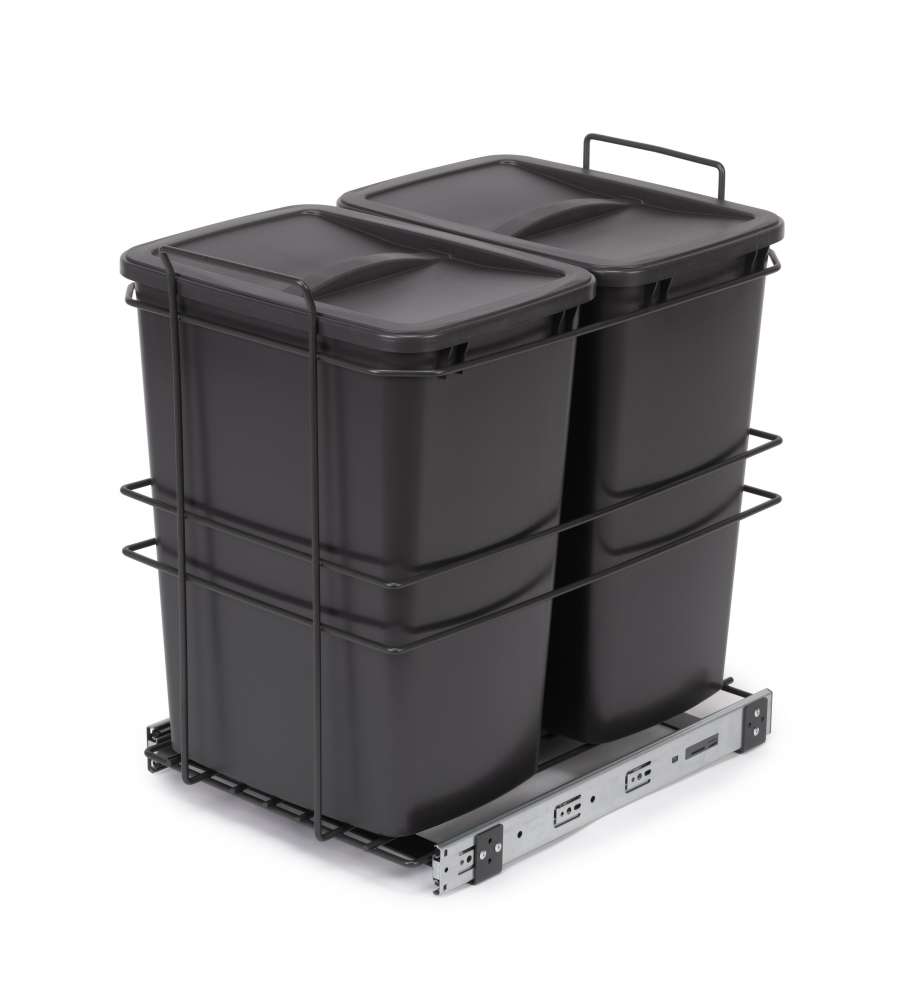 Emuca Pattumiera per differenziata Recycle da cucina, 2 x 35 L, fissaggio sul fondo ed estrazione manuale, 1 un