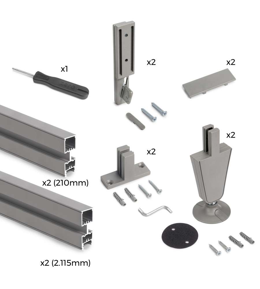 Emuca Kit di Profili Modulari - Grigio Pietra - 2.115 mm
