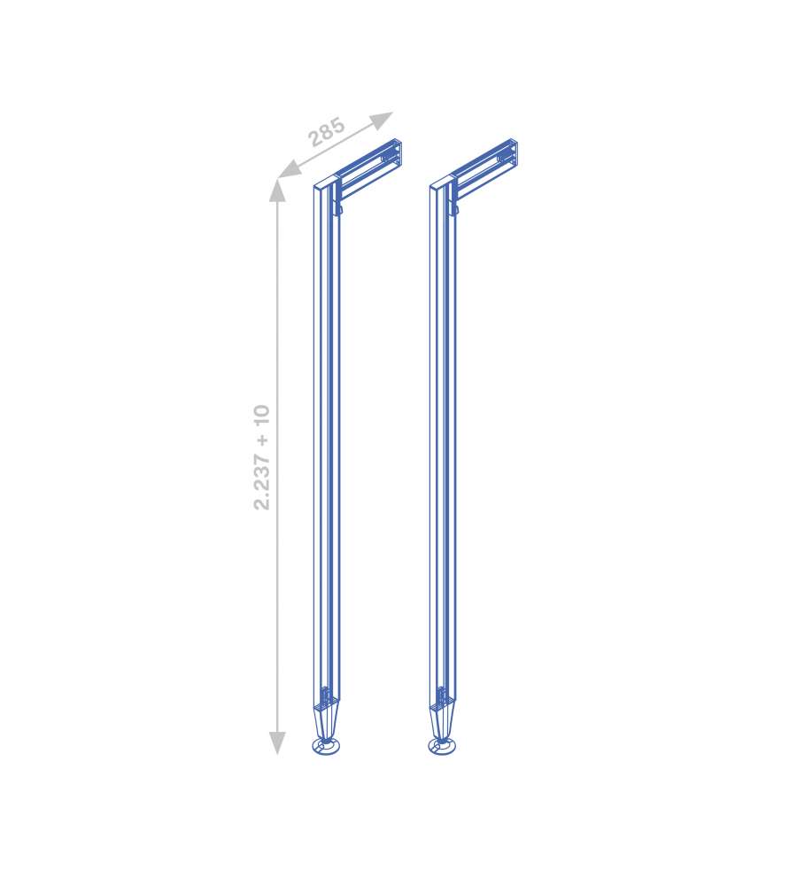 Emuca Kit di Profili Modulari - Grigio Pietra - 2.115 mm