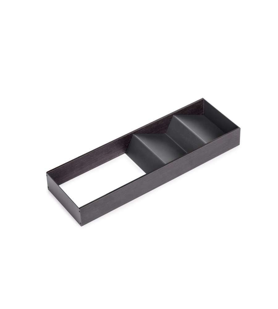 Emuca Organizzatore inclinato Orderbox per cassetto, 150x470 mm, Grigio antracite, Acciaio e Legno 1 UN