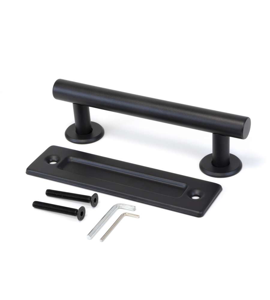 Emuca Maniglia per porte scorrevoli in legno Pasadena, lunghezza 240 mm, interasse 180 mm, Acciaio, texture Nera -