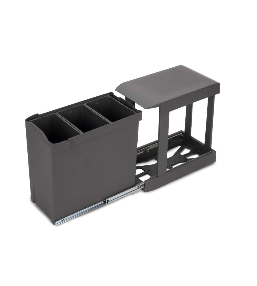 Emuca Pattumiere per raccolta differenziata per cucina, 3 x 10L