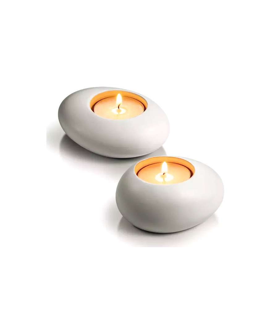 Supporto Tealight Stone Bianco pz2 Fancy Tescoma