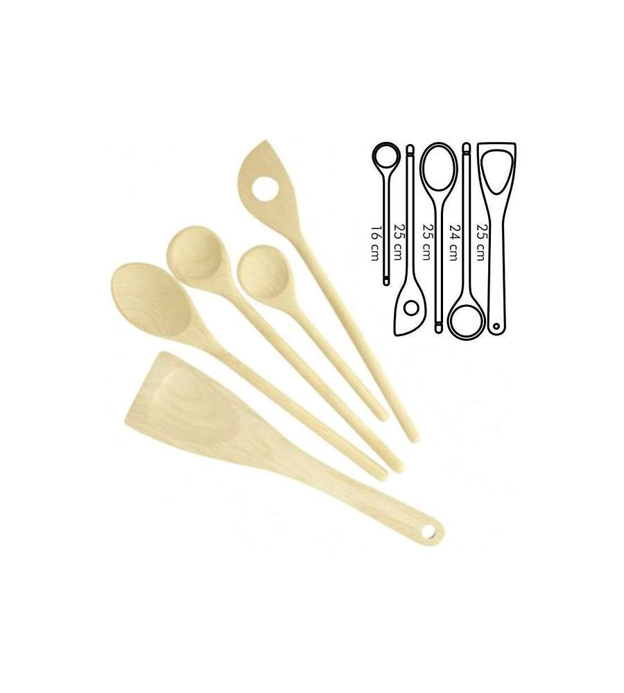 Cucchiai E Pala Legno Set Pz.5       Woody Tescoma