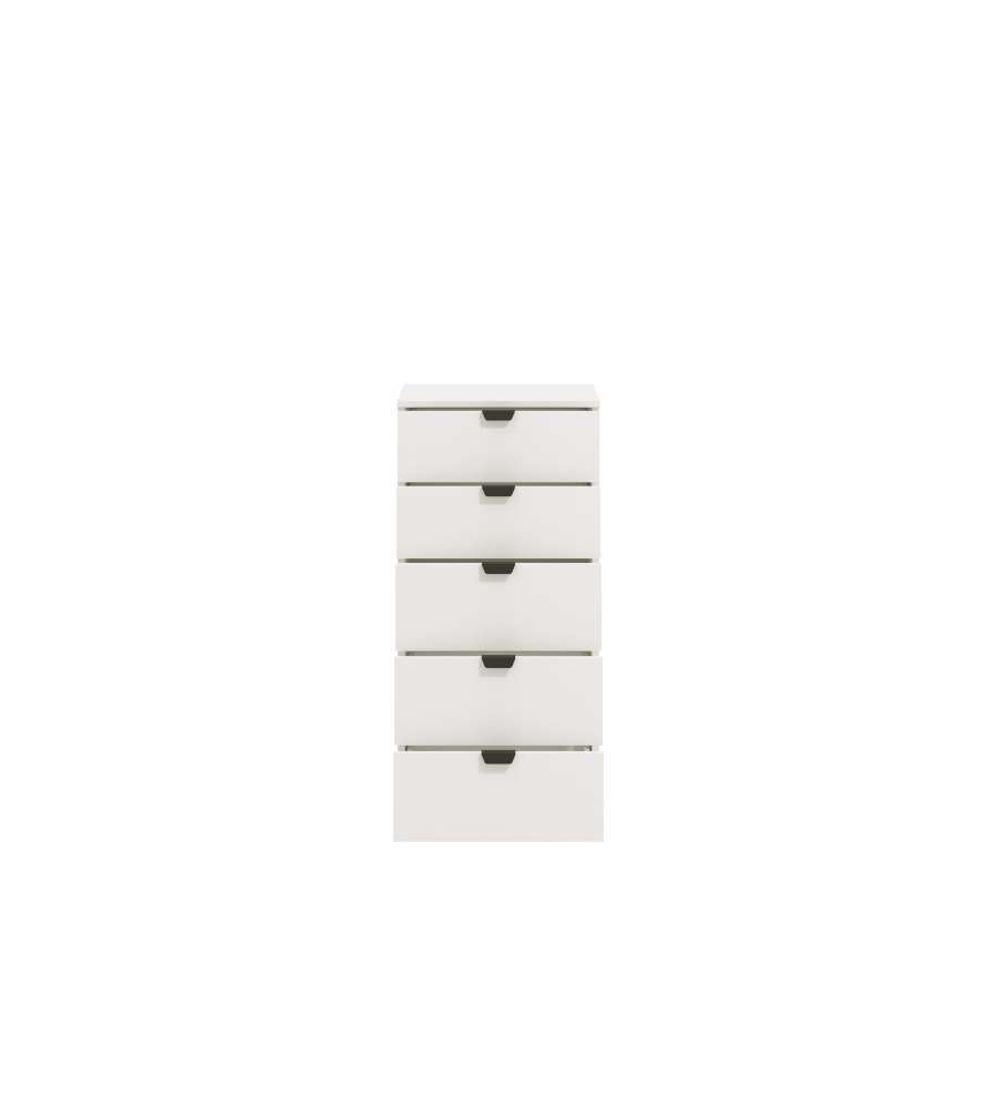 Swiss Cassettiera Bianca 5 Cassetti - Truciolare Melaminico - 45x40x95 cm