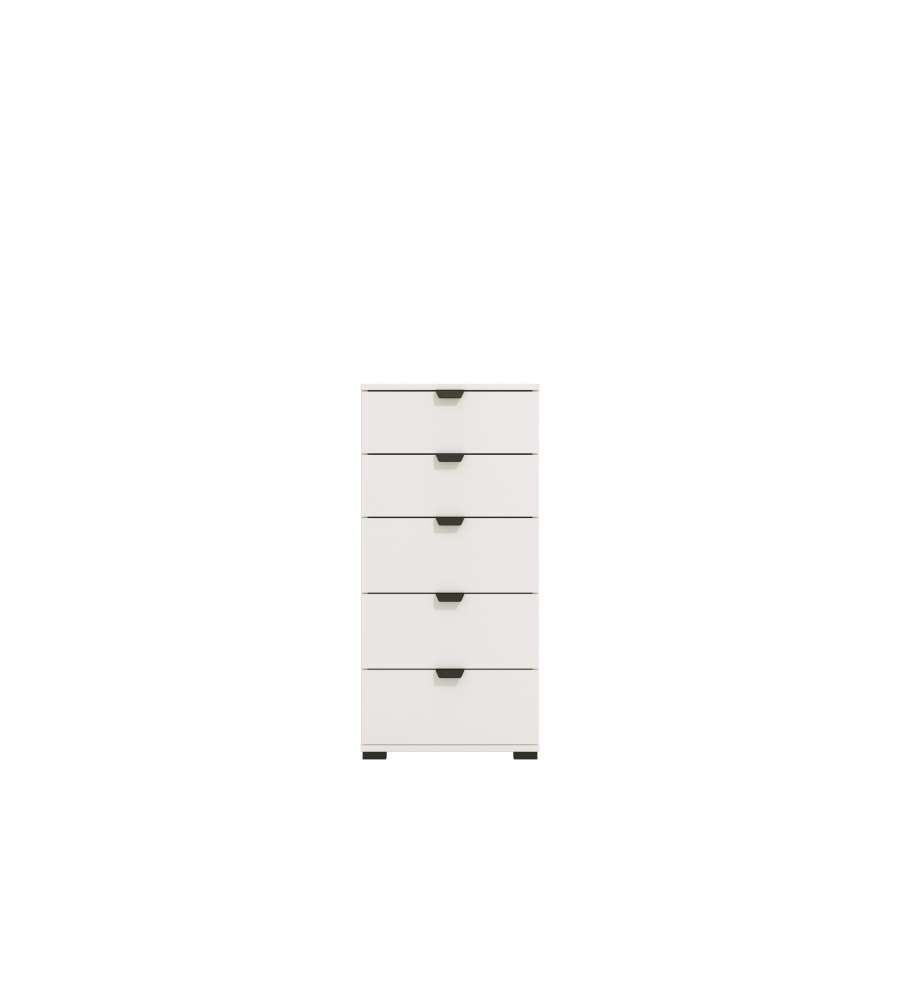 Swiss Cassettiera Bianca 5 Cassetti - Truciolare Melaminico - 45x40x95 cm