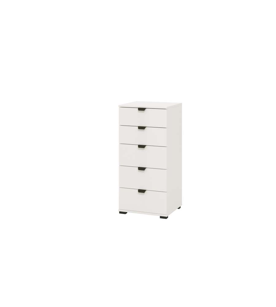 Swiss Cassettiera Bianca 5 Cassetti - Truciolare Melaminico - 45x40x95 cm