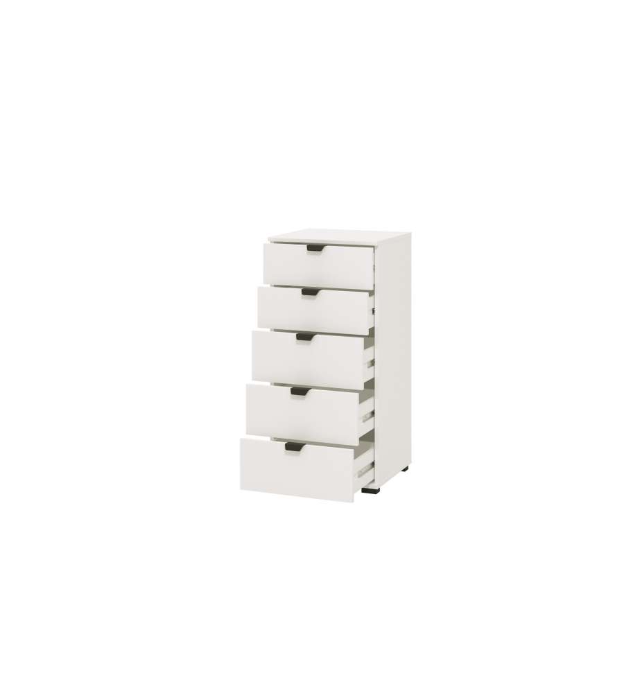 Swiss Cassettiera Bianca 5 Cassetti - Truciolare Melaminico - 45x40x95 cm