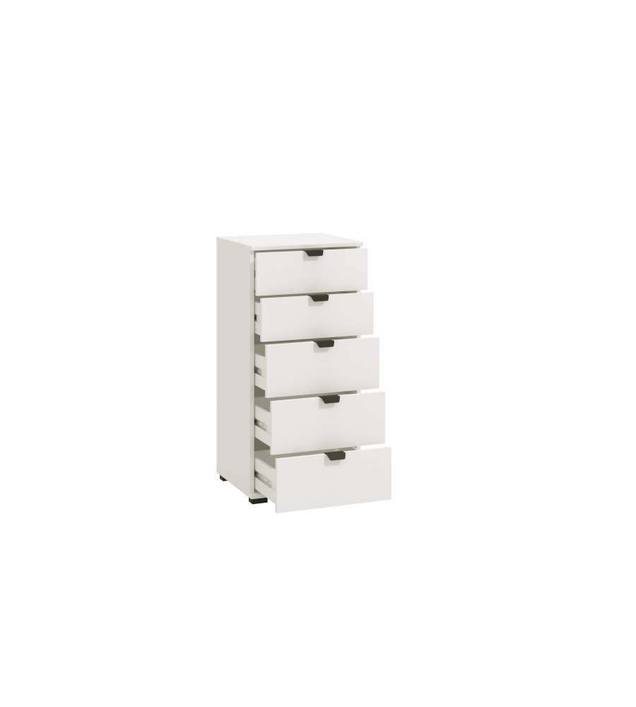 Swiss Cassettiera Bianca 5 Cassetti - Truciolare Melaminico - 45x40x95 cm