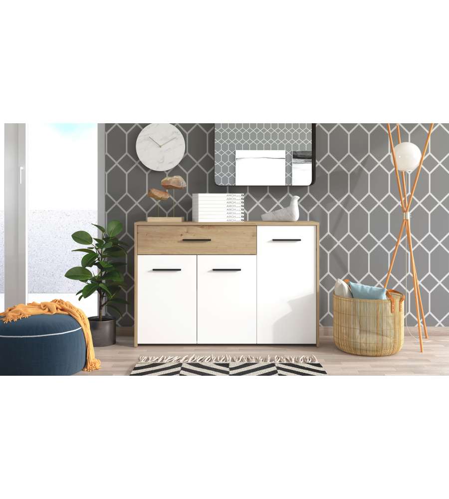Madia Tripla Anta in Rovere e Bianco - Stile Minimal e Pratica
