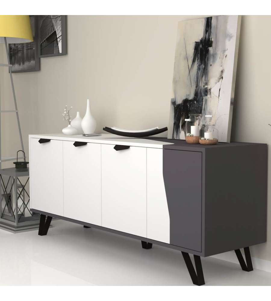 Madia Jasmine 4 ante 160x45x63H cm. bianco ghisa