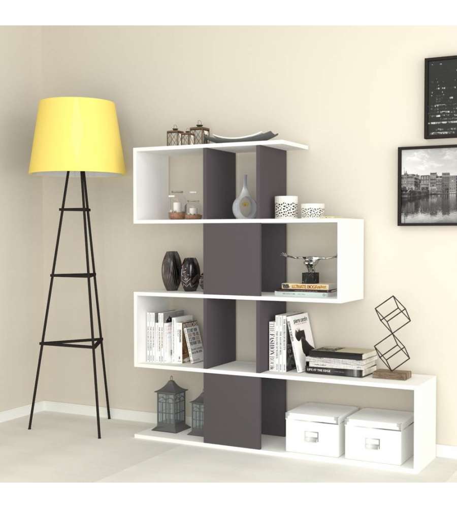 Libreria bifacciale Aktif 145x145x29 cm. bianco ghisa