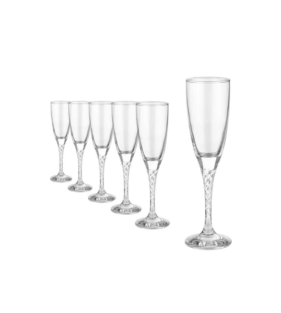 Pasabahce Flute Twist - Set 6 Bicchieri Vetro Trasparente 150ml