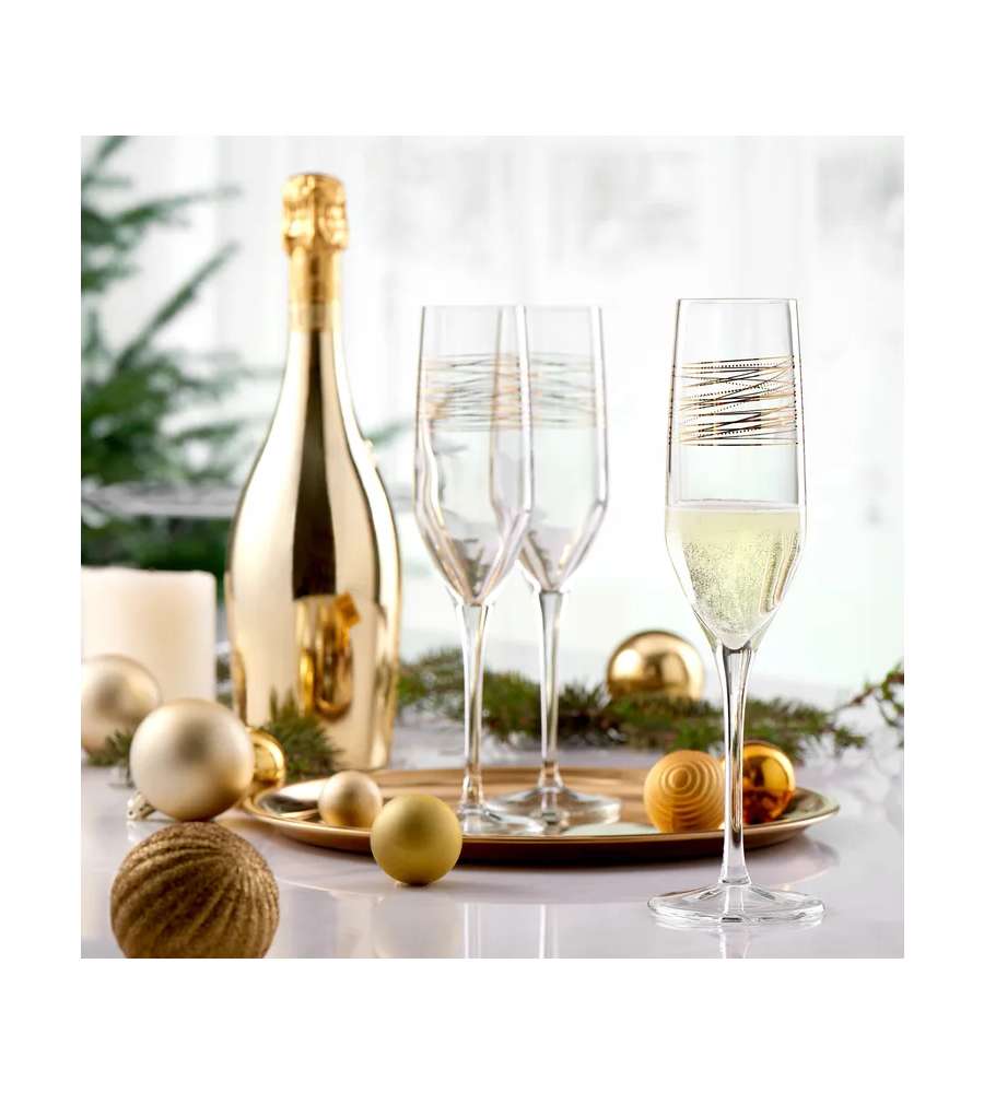 Pasabahce Bicchieri Flute Golden Stripe - Oro - Set 6