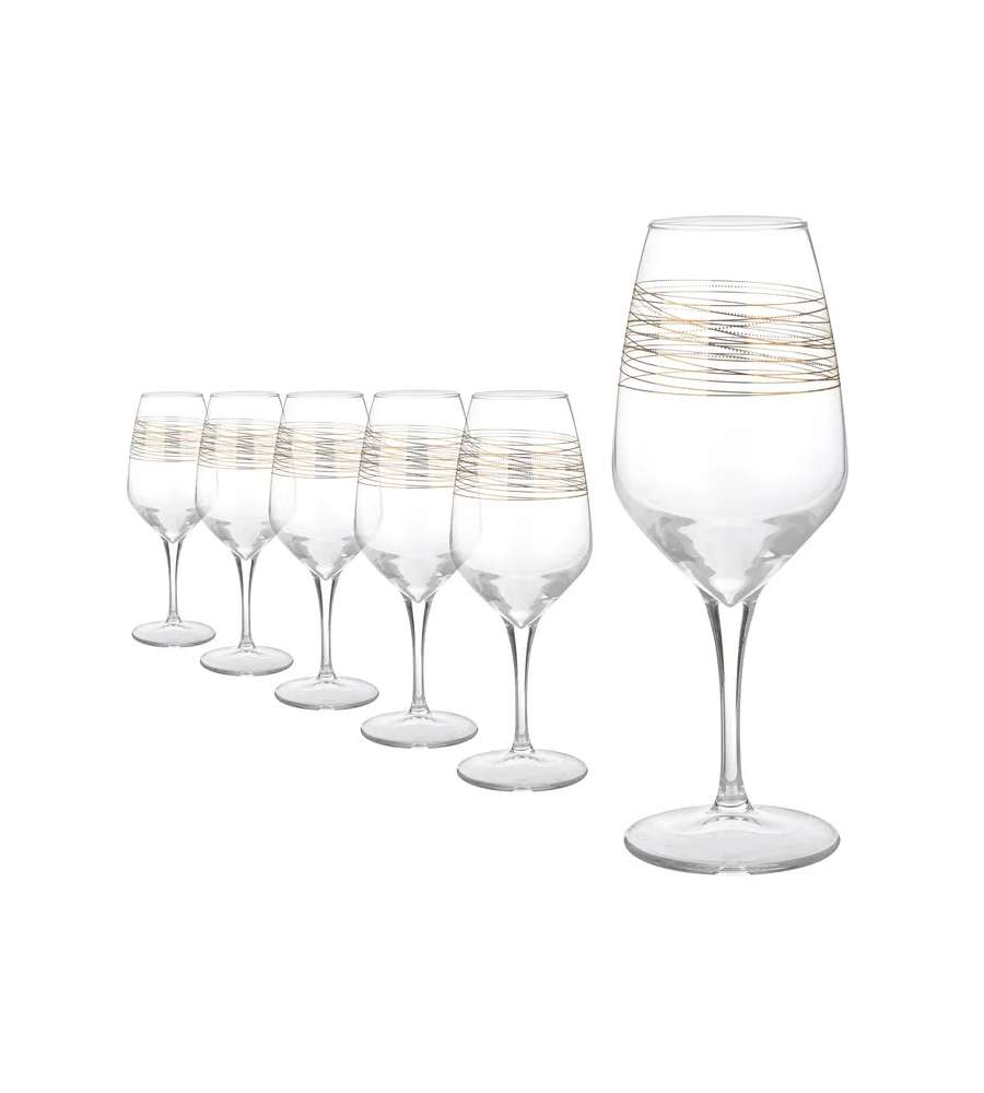 Pasabahce Calici da Vino Golden Stripe - Trasparente, Oro - 360ml