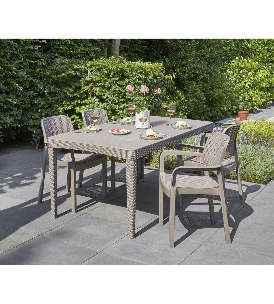 Keter Tavolo da Giardino Girona - Cappuccino - 160x90x74h cm