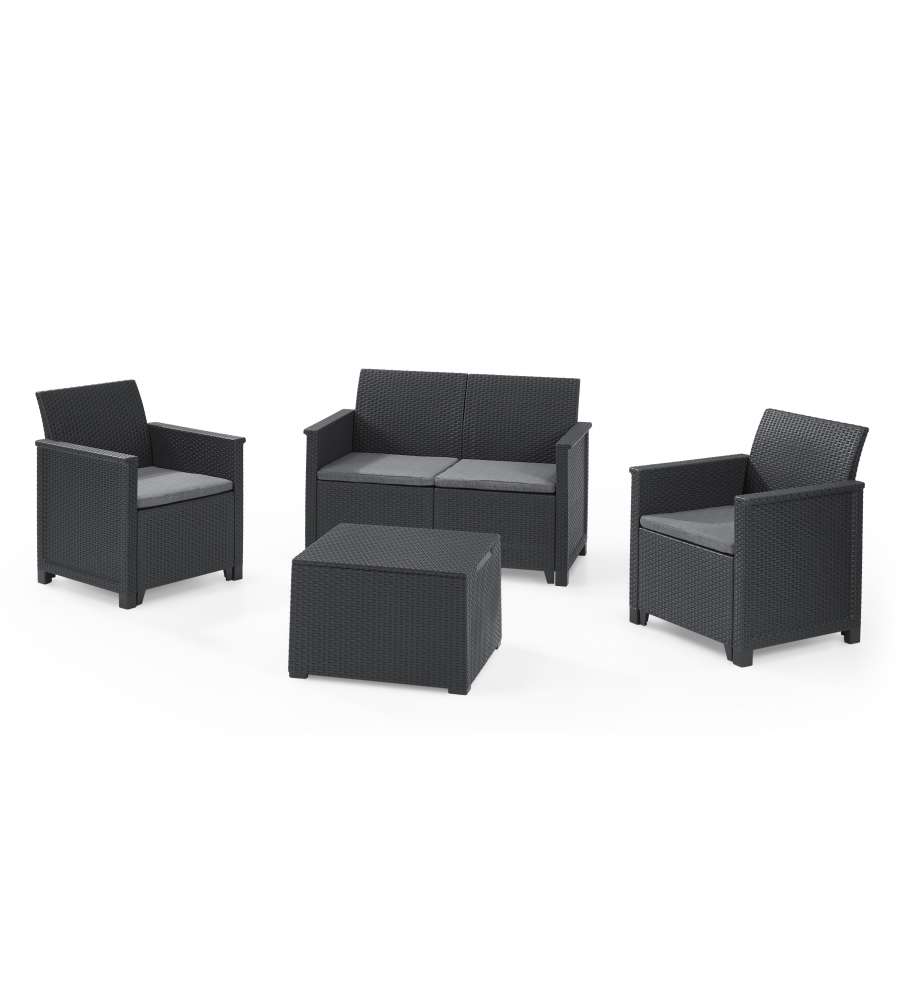 Keter Salotto da Giardino Emma Lounge Set - Antracite - Con Tavolino