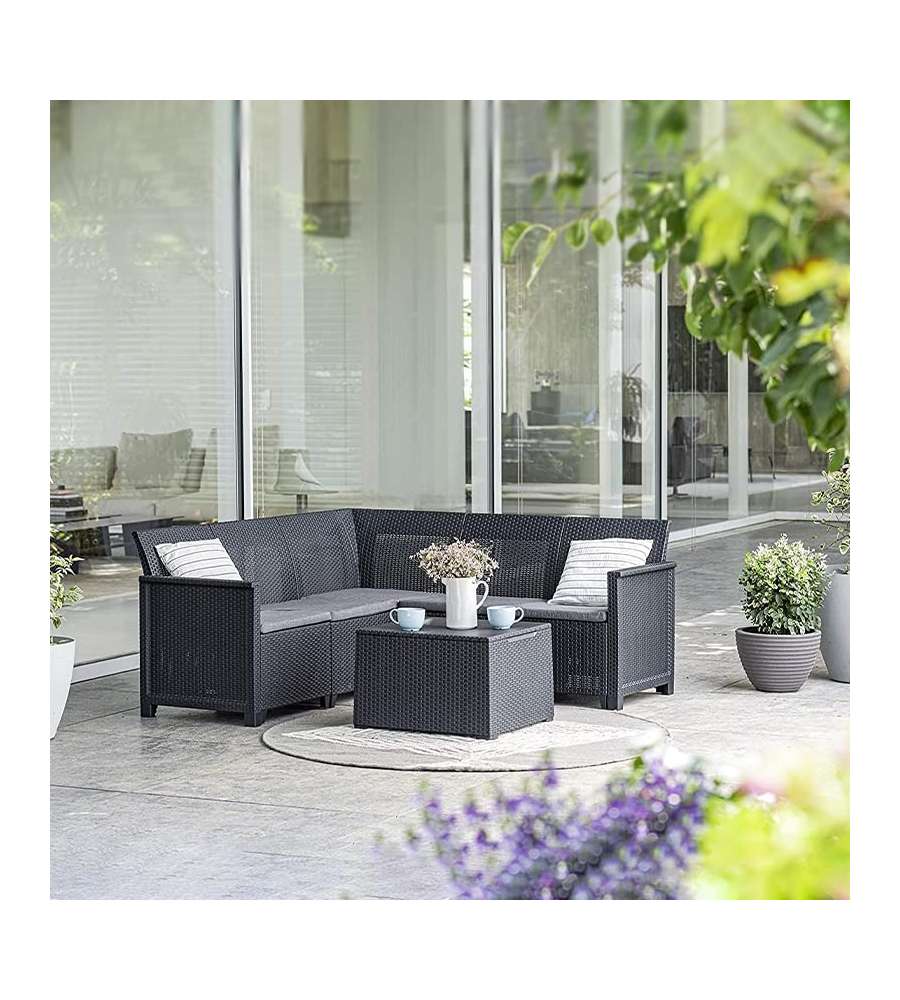 Keter Divano da Giardino Angolare Emma - Antracite - 5 Posti