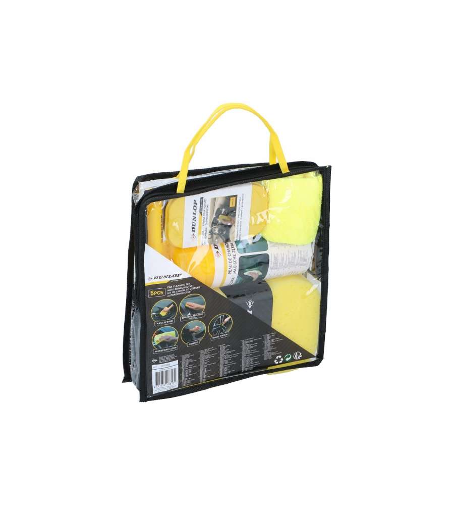 Dunlop Set di Pulizia Auto in Microfibra Giallo - Confezione Completa