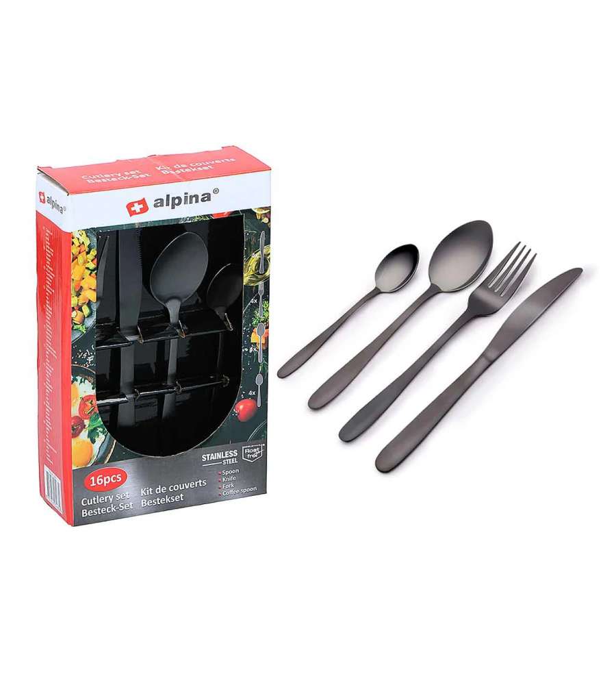 Set posate 16  pezzi nero