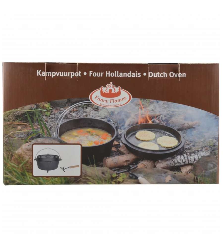 Esschert Design Casseruola di Ghisa 6,5 L Nera FF235