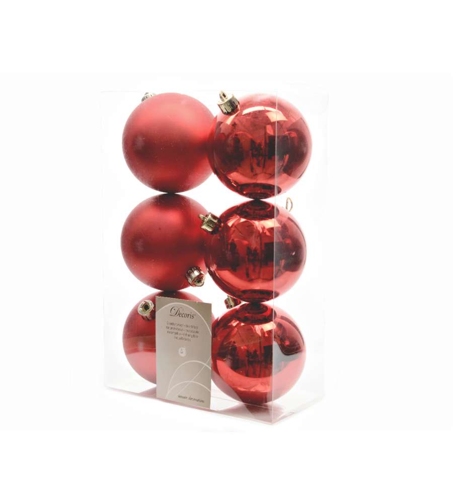 Sfere rosso 8 cm lucido opaco 6 pz