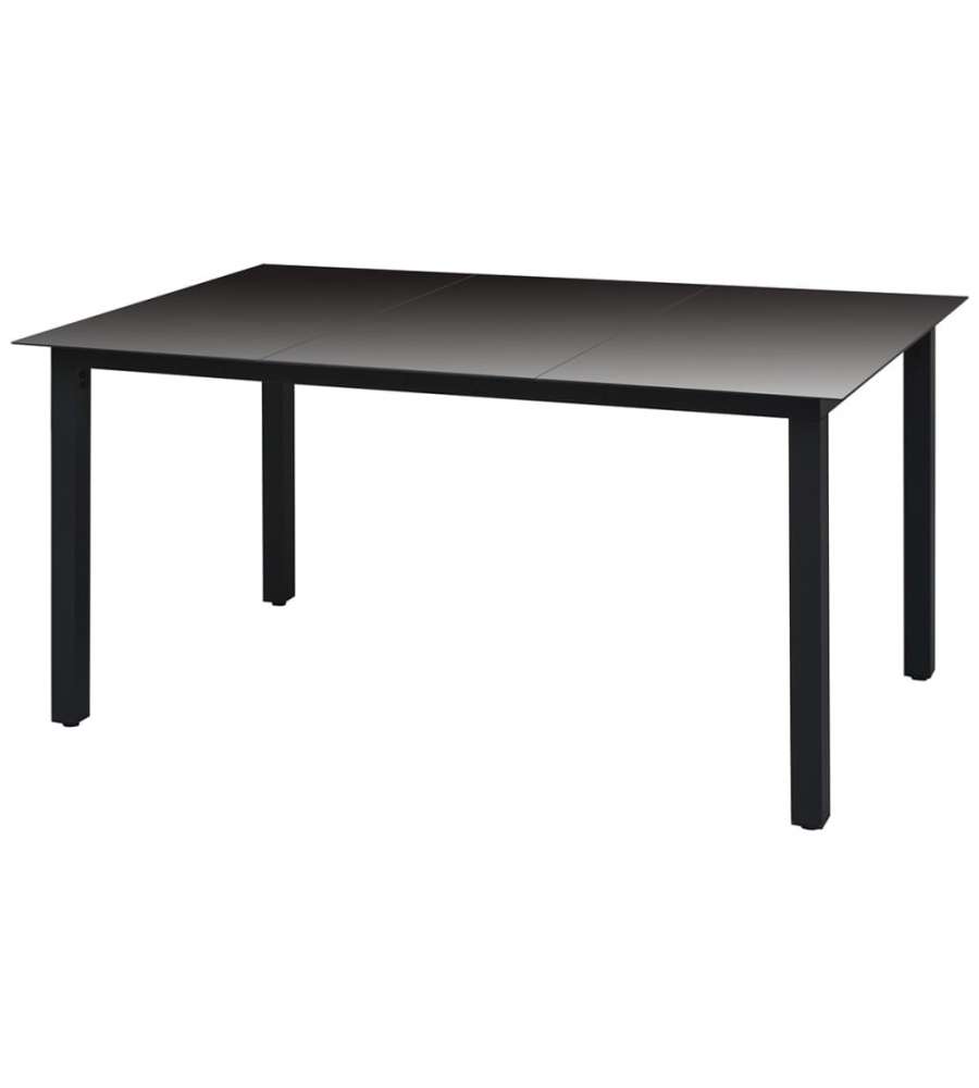 Tavolo da Giardino Nero 150x90x74 cm in Alluminio e Vetro