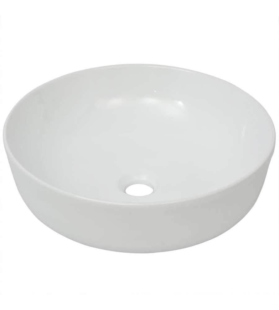 Lavandino Tondo in Ceramica Bianca 41,5x13,5 cm