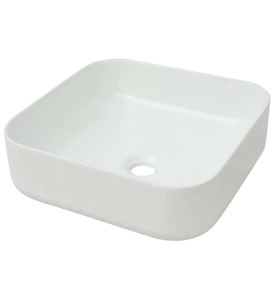 Lavandino Quadrato in Ceramica Bianca 38x38x13,5 cm